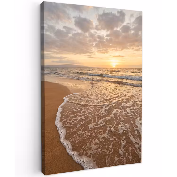 Zee - Kustlijn - Wolken - Landschap - Oranje Tuinposter op houten frame 2 cm dik klein -3d