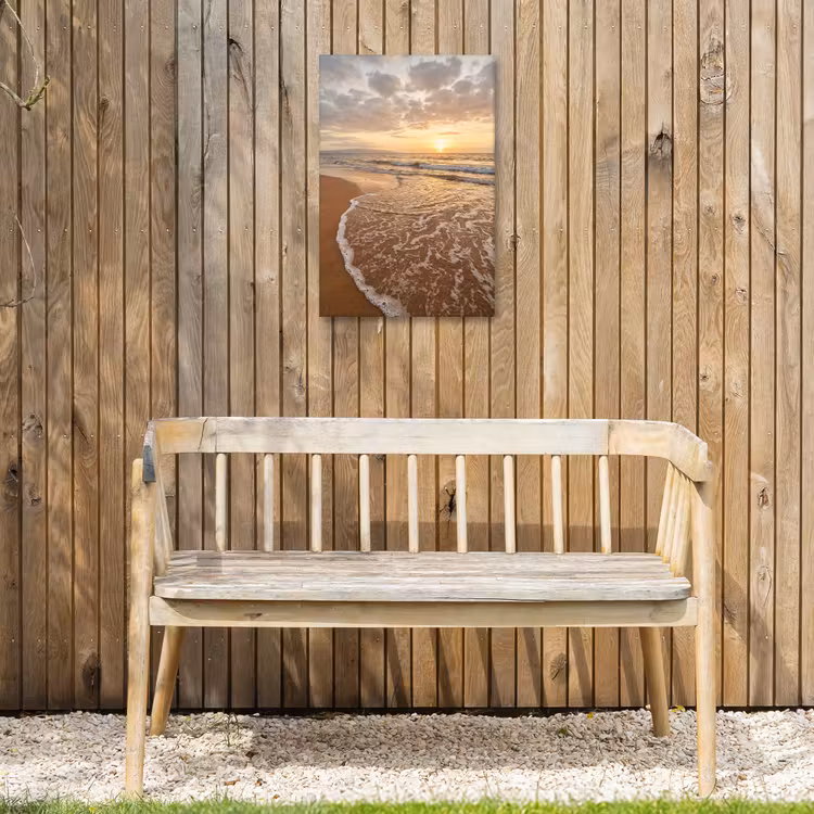 Zee - Kustlijn - Wolken - Landschap - Oranje Tuinposter op houten frame 2 cm dik klein -sfeer4