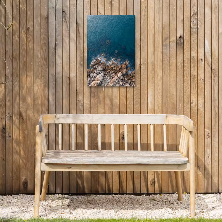 Zee - Kustlijn - Natuur - Abstract - Blauw Tuinposter op houten frame 2 cm dik klein -sfeer4