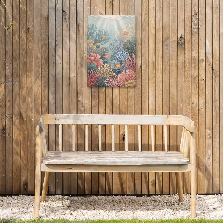 Zee - Koraal - Vis - Natuur - Kleurrijk Tuinposter op houten frame 2 cm dik klein -sfeer4