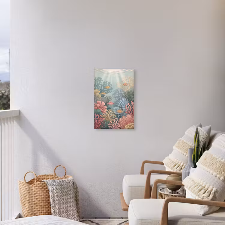 Zee - Koraal - Vis - Natuur - Kleurrijk Tuinposter op houten frame 2 cm dik klein -sfeer1