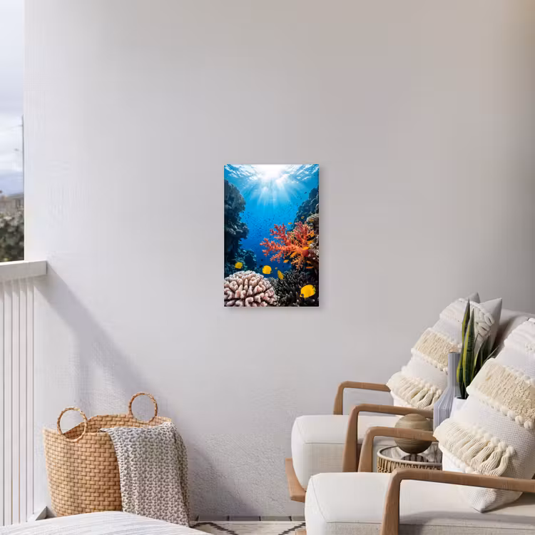 Zee - Koraalrif - Natuur - Levendig - Blauw Tuinposter op houten frame 2 cm dik klein -sfeer1