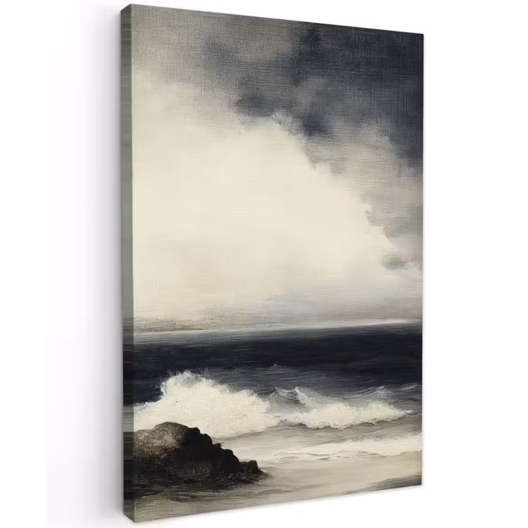 Zee - Rotsen - Storm Tuinposter op houten frame 2 cm dik klein -3d
