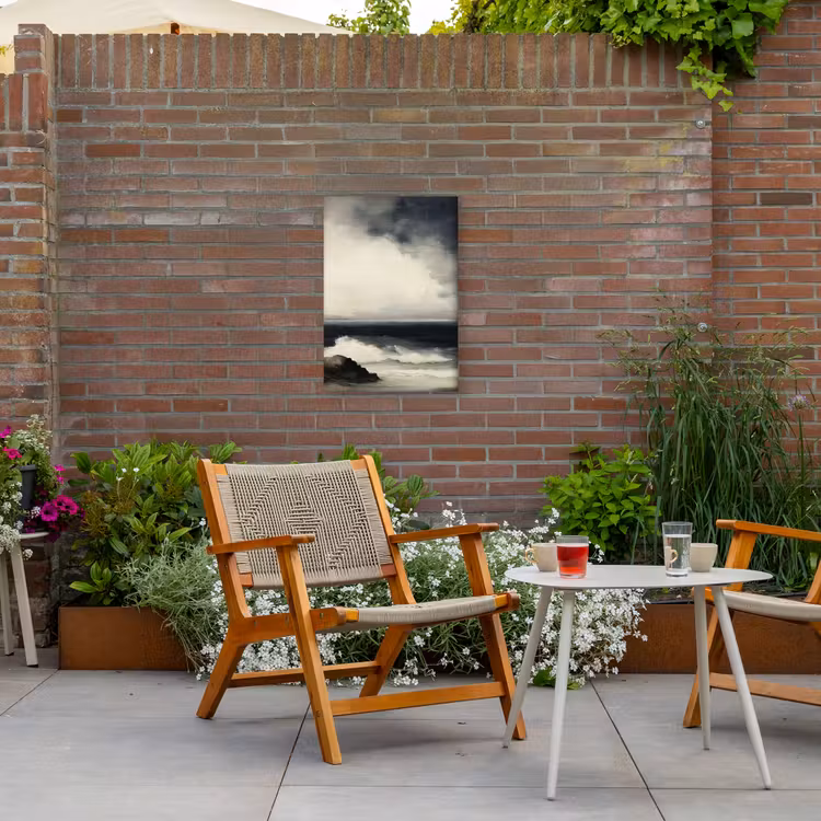 Zee - Rotsen - Storm Tuinposter op houten frame 2 cm dik klein -sfeer3