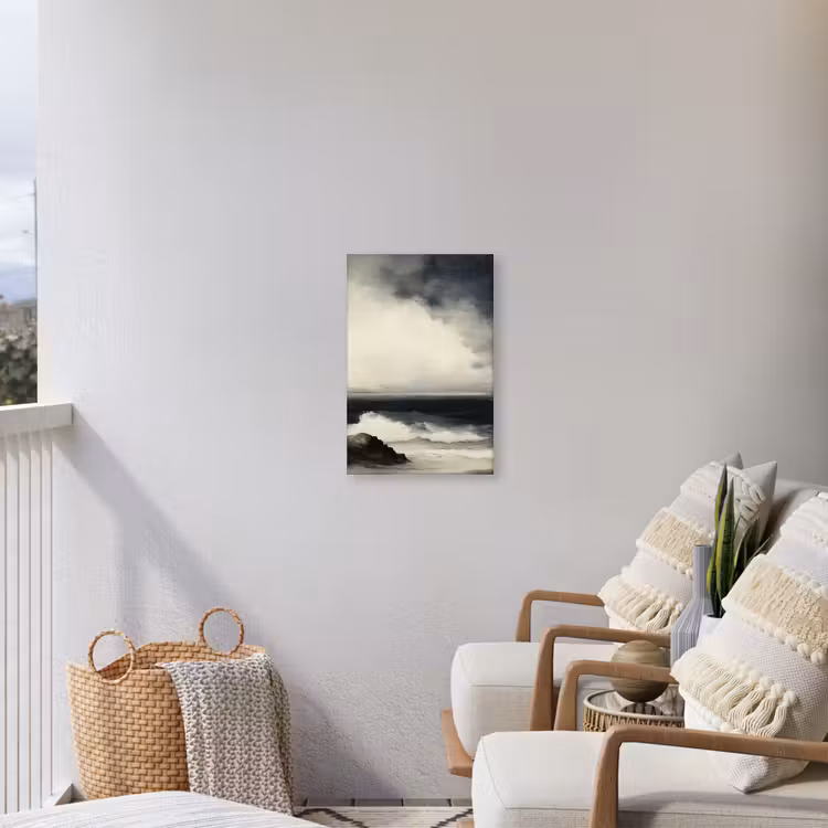 Zee - Rotsen - Storm Tuinposter op houten frame 2 cm dik klein -sfeer1
