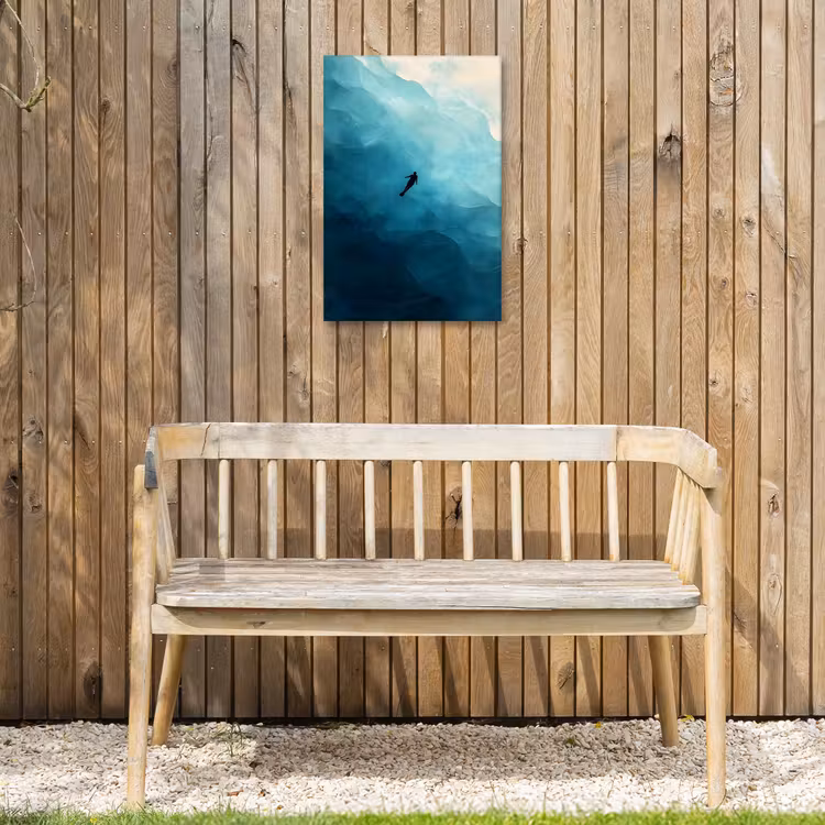 Zee - Silhouet - Abstract - Blauw Tuinposter op houten frame 2 cm dik klein -sfeer4