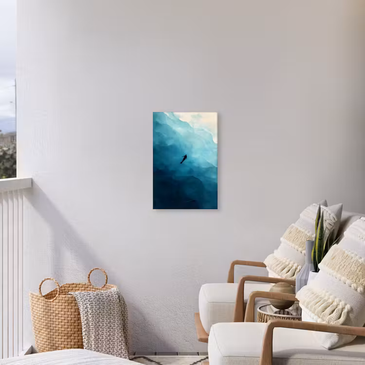 Zee - Silhouet - Abstract - Blauw Tuinposter op houten frame 2 cm dik klein -sfeer1