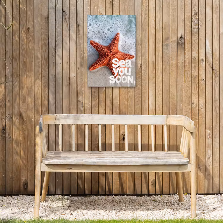 Sea you soon - Zeester - Zee Tuinposter op houten frame 2 cm dik klein -sfeer4