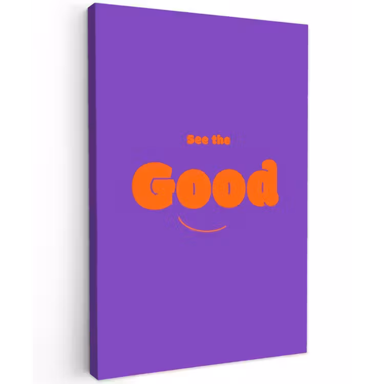 See the good - Oranje - Paars - Smiley Tuinposter op houten frame 2 cm dik klein -3d