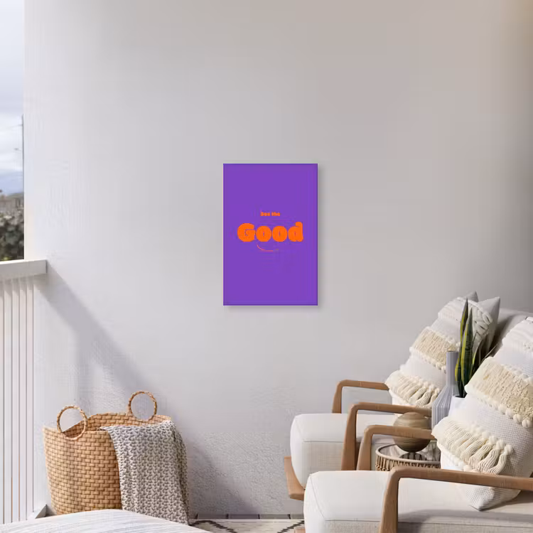 See the good - Oranje - Paars - Smiley Tuinposter op houten frame 2 cm dik klein -sfeer1