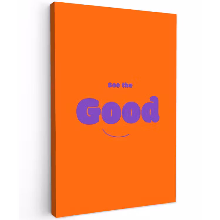 See the good - Paars - Oranje - Smiley Tuinposter op houten frame 2 cm dik klein -3d