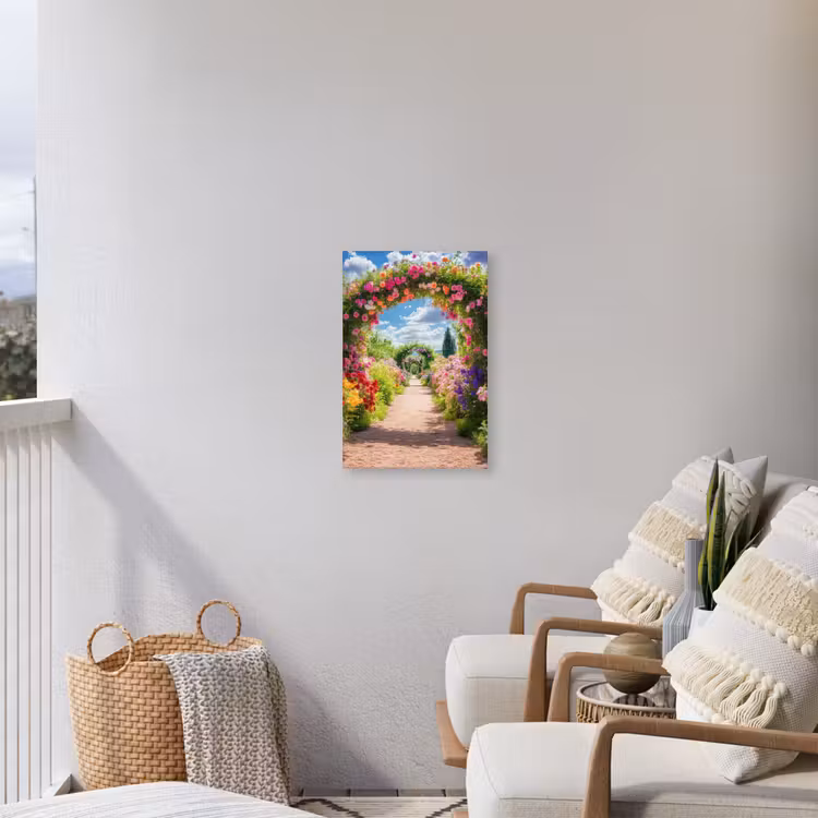 Doorkijk - Bloemen - Kleurrijk - Natuur Tuinposter op houten frame 2 cm dik klein -sfeer1