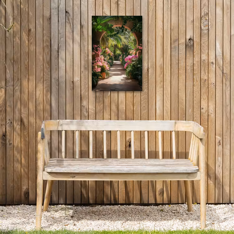 Doorkijk - Tropisch - Bloemen - Natuur Tuinposter op houten frame 2 cm dik klein -sfeer4