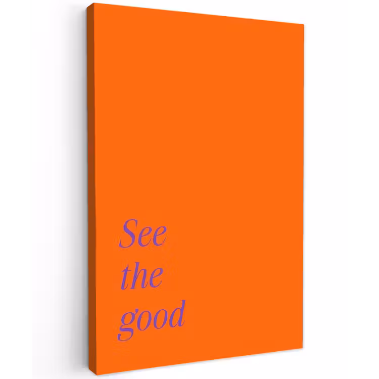 See te good - Paars - Oranje Tuinposter op houten frame 2 cm dik klein -3d