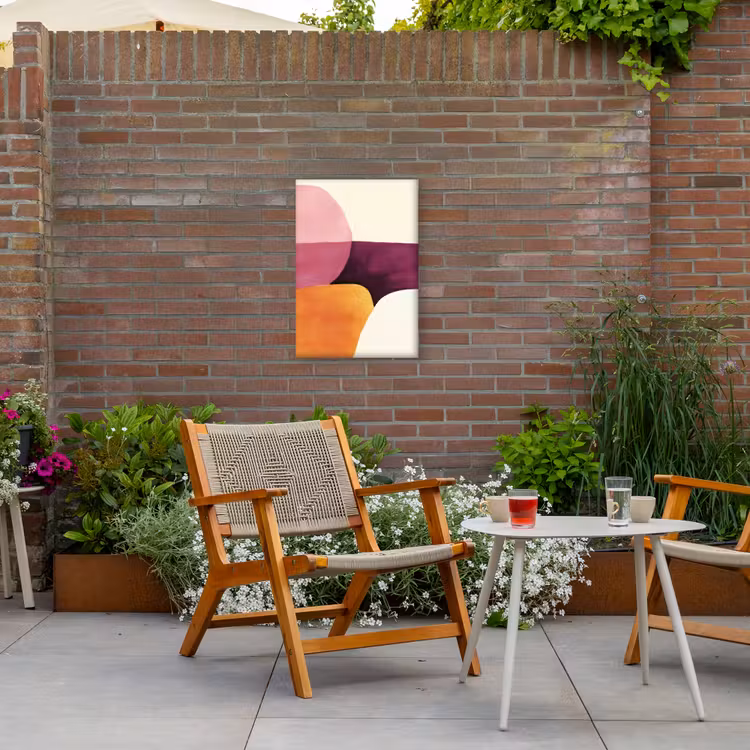 Vormen - Abstract - Kleurrijk Tuinposter op houten frame 2 cm dik klein -sfeer3