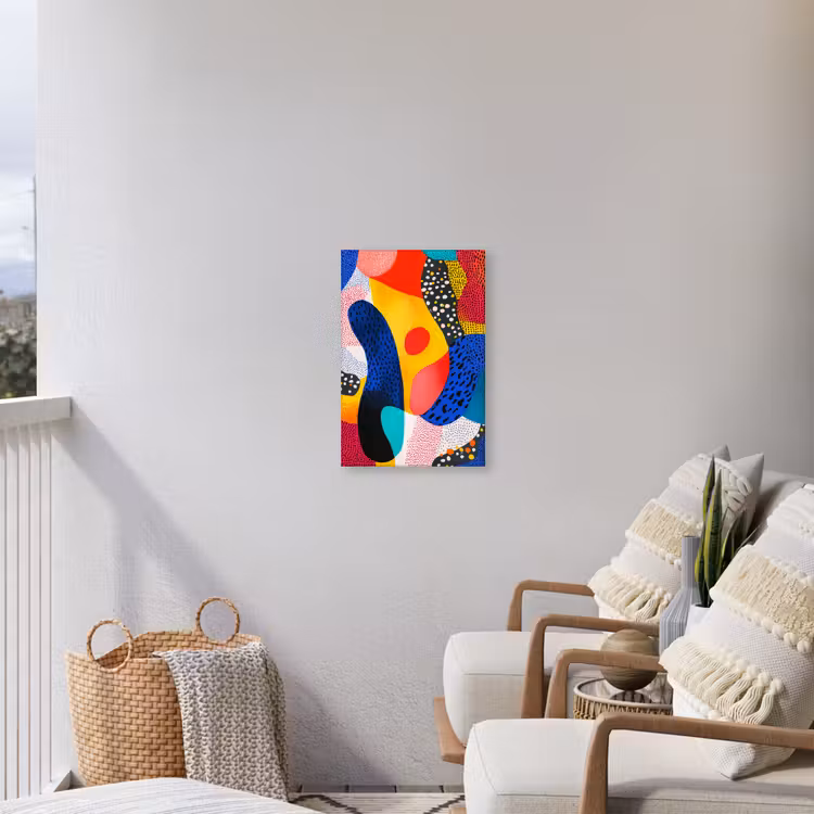 Vormen - Abstract - Stippels - Blauw Tuinposter op houten frame 2 cm dik klein -sfeer1