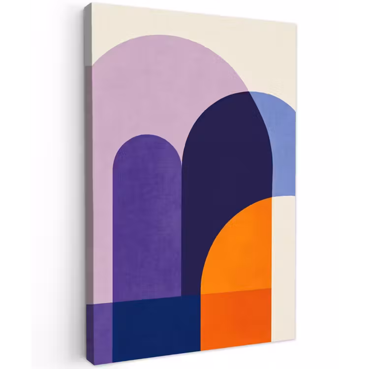 Vormen - Abstract - Grafisch - Oranje Tuinposter op houten frame 2 cm dik klein -3d