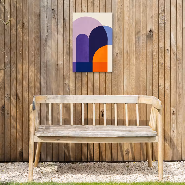 Vormen - Abstract - Grafisch - Oranje Tuinposter op houten frame 2 cm dik klein -sfeer4