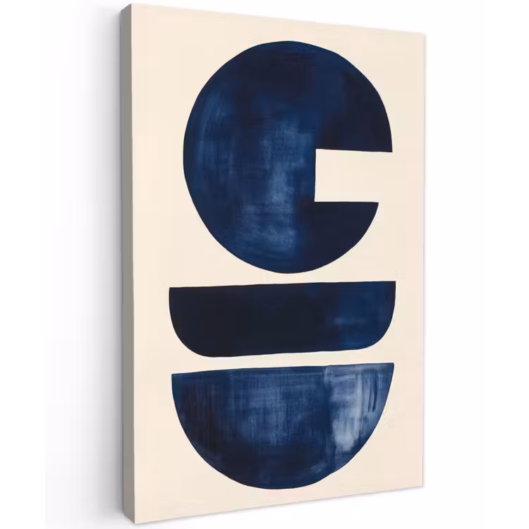 Vormen - Blauw - Abstract Tuinposter op houten frame 2 cm dik klein -3d