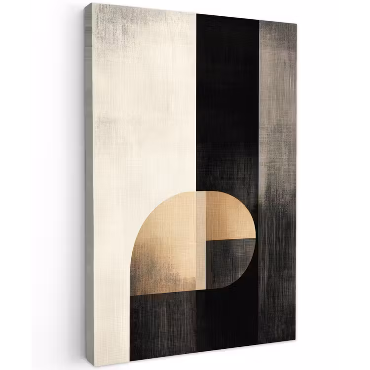 Vormen - Modern - Zwart Tuinposter op houten frame 2 cm dik klein -3d