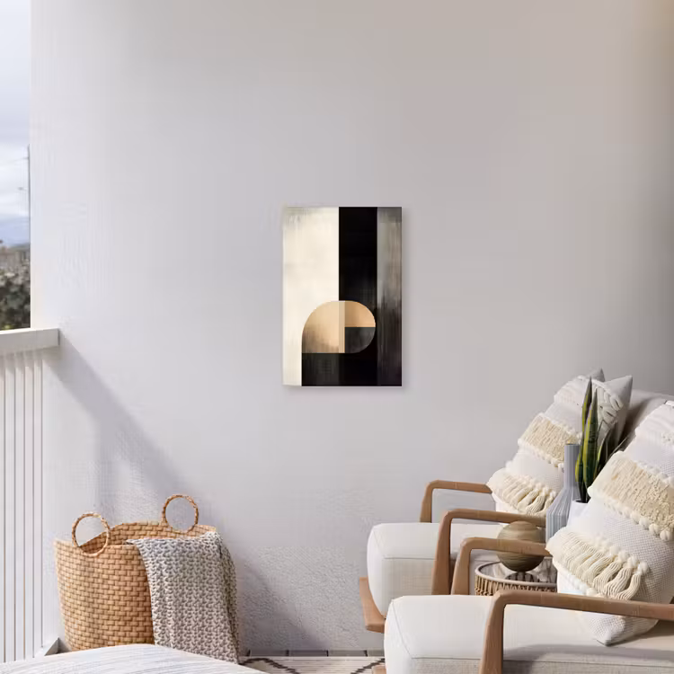 Vormen - Modern - Zwart Tuinposter op houten frame 2 cm dik klein -sfeer1