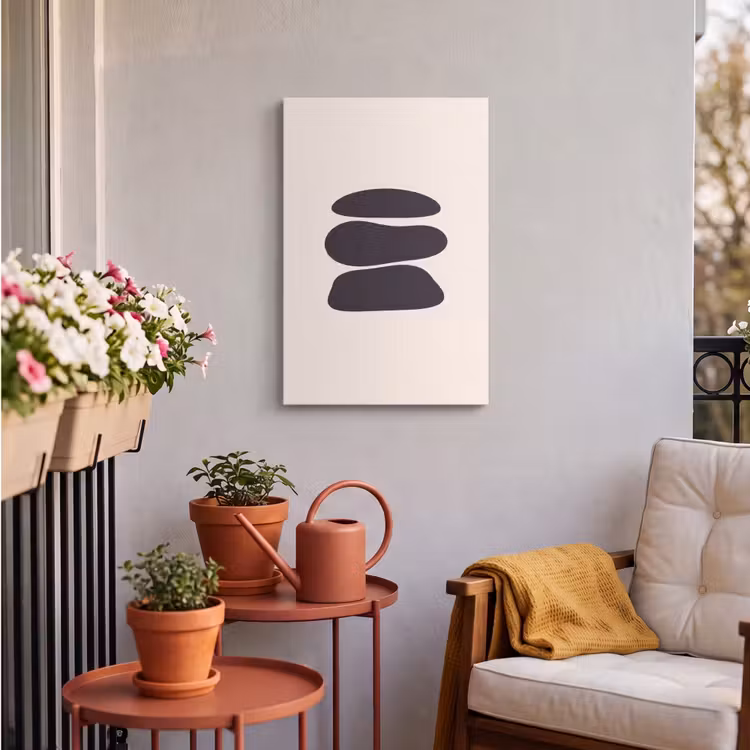 Outdoor Canvas Print - Shapes - Organic - Black - Vormen - Organisch - Zwart Tuinposter op houten frame 2 cm dik klein