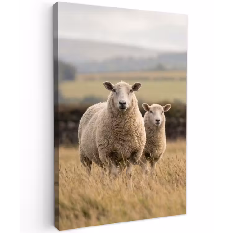 Schapen - Weidenlandschap - Heuvels Tuinposter op houten frame 2 cm dik klein -3d