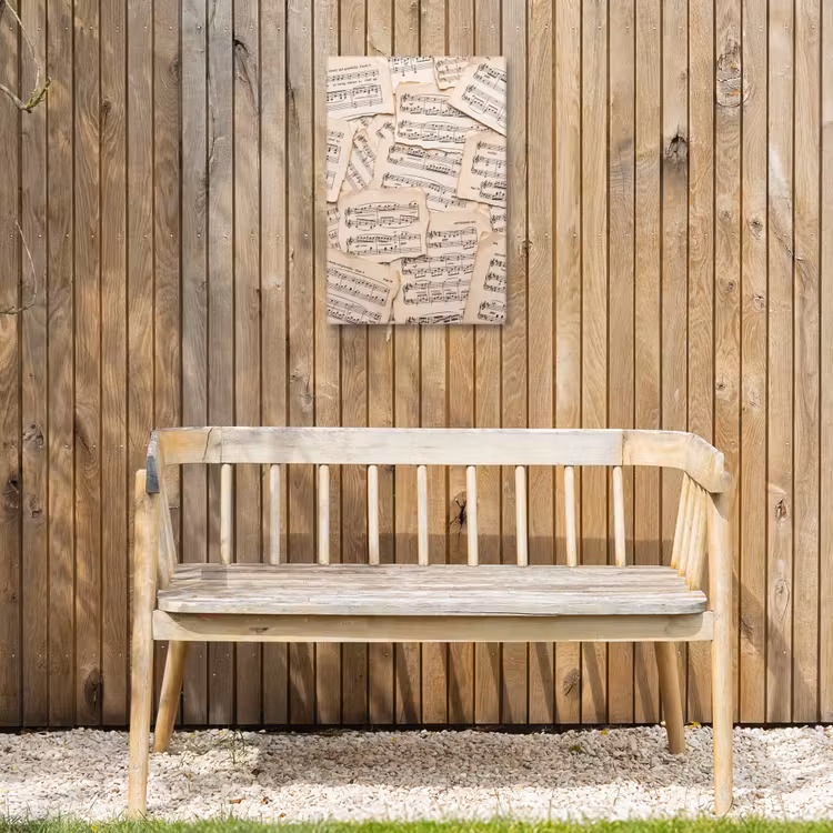 Bladmuziek - Oud - Noten - Vintage - Beige Tuinposter op houten frame 2 cm dik klein -sfeer4