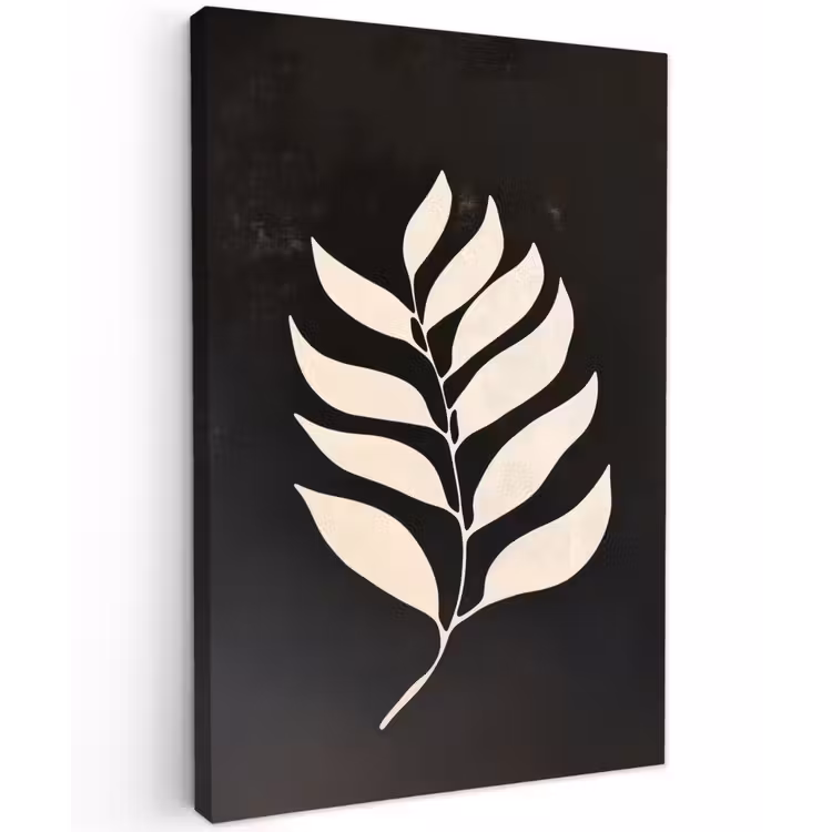 Blad - Wit - Minimalistisch Tuinposter op houten frame 2 cm dik klein -3d
