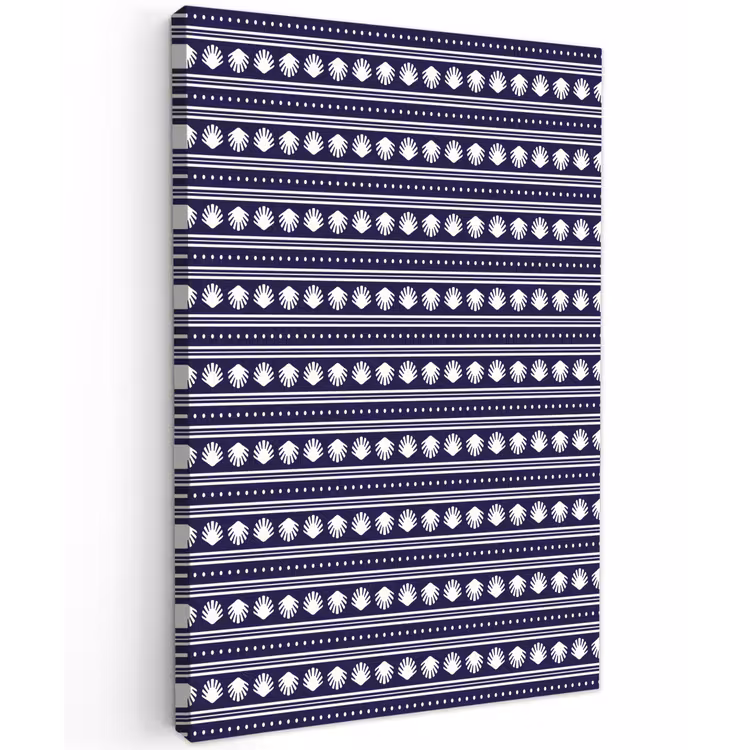 Schelp - Nautisch - Blauw - Wit Tuinposter op houten frame 2 cm dik klein 841 -3d