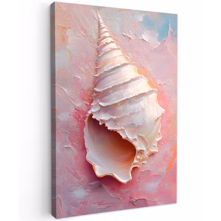 Schelp - Pastel - Pink Tuinposter op houten frame 2 cm dik klein -3d