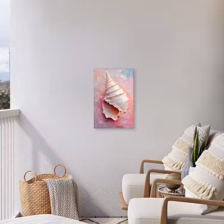 Schelp - Pastel - Pink Tuinposter op houten frame 2 cm dik klein -sfeer1