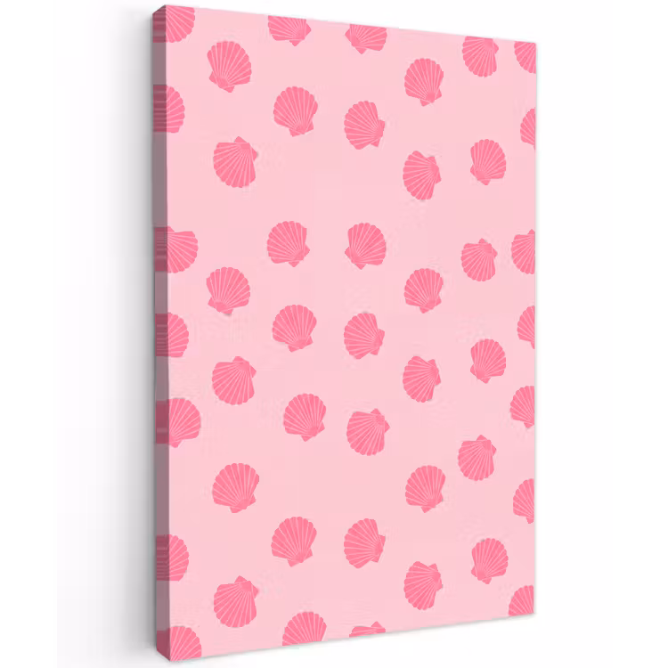 Schelp - Patroon - Zee - Modern - Roze Tuinposter op houten frame 2 cm dik klein -3d