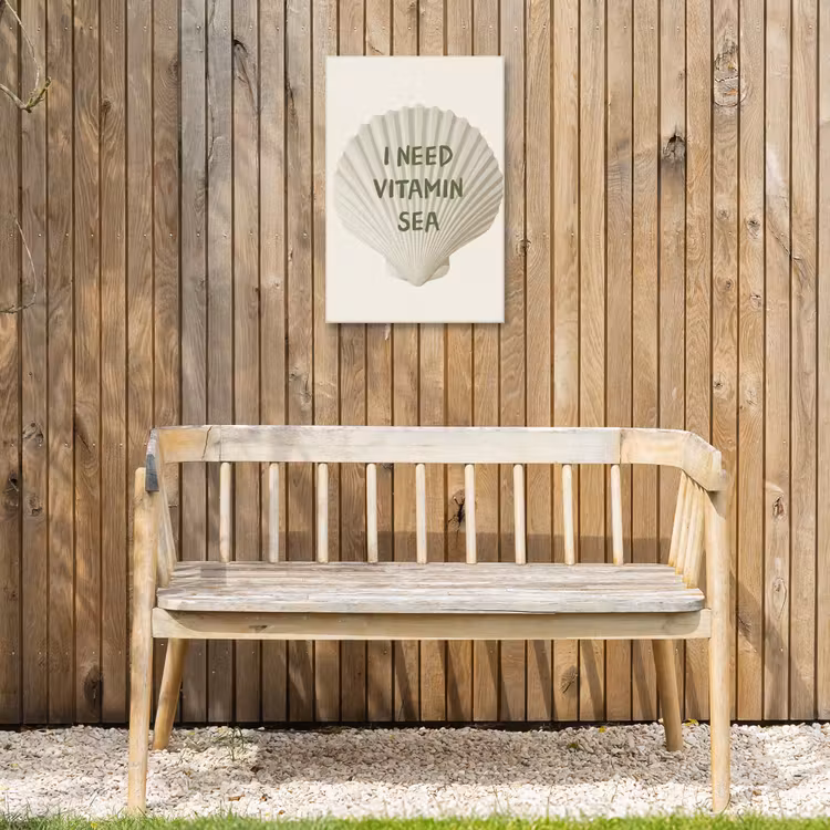 Schelp - Quote - Groen Tuinposter op houten frame 2 cm dik klein -sfeer4