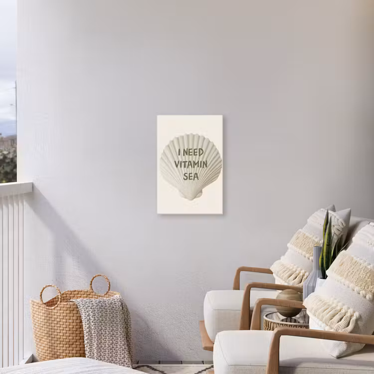 Schelp - Quote - Groen Tuinposter op houten frame 2 cm dik klein -sfeer1