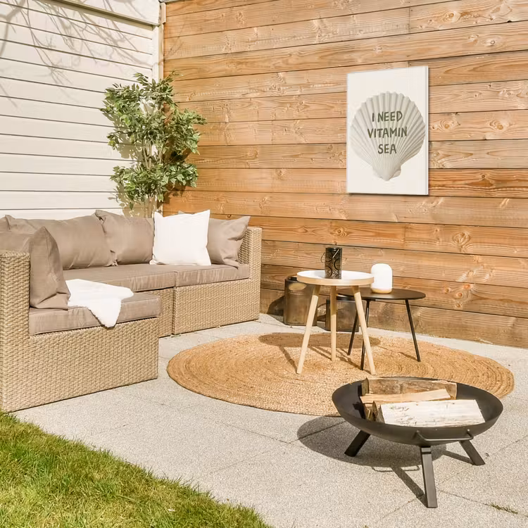 Schelp - Quote - Groen Tuinposter op houten frame 2 cm dik klein -sfeer2
