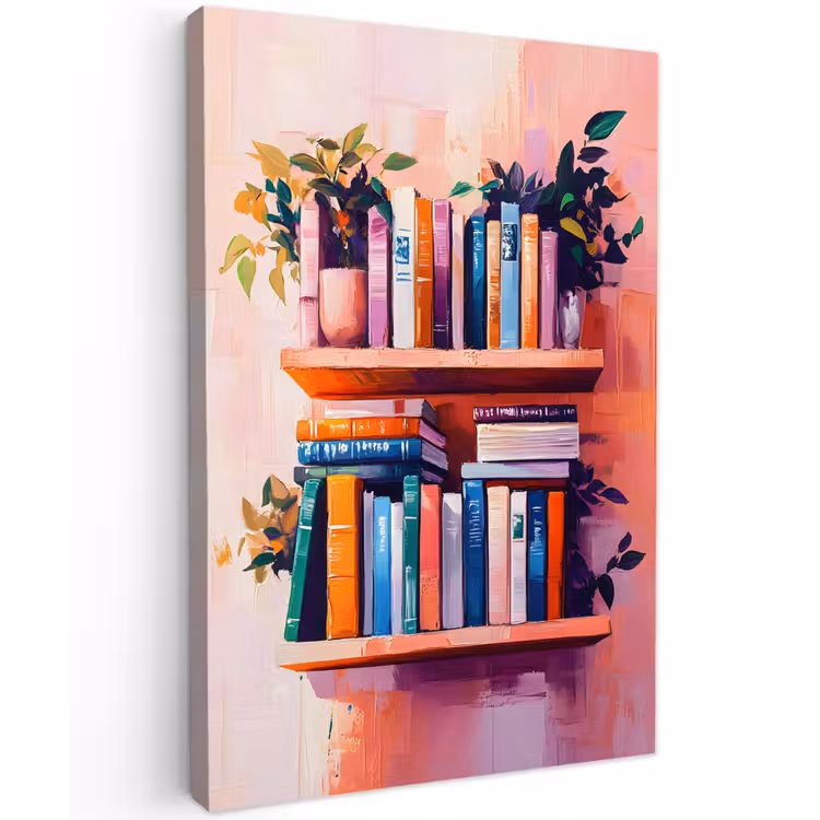 Planken - Boeken - Bladeren Tuinposter op houten frame 2 cm dik klein -3d