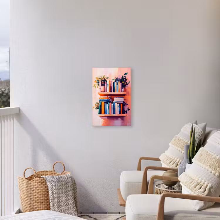 Planken - Boeken - Bladeren Tuinposter op houten frame 2 cm dik klein -sfeer1