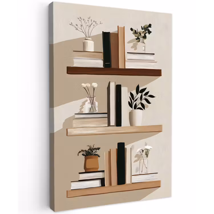Plankjes - Boeken - Vaasjes - Planten Tuinposter op houten frame 2 cm dik klein -3d