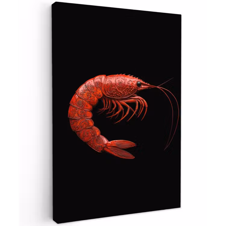 Garnaal - Rood - Dieren Tuinposter op houten frame 2 cm dik klein -3d