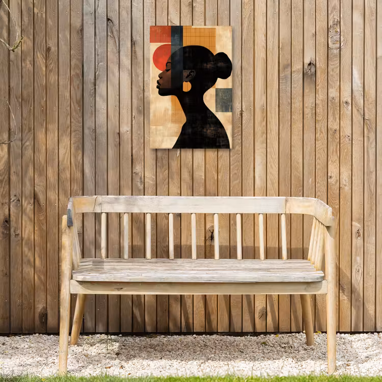 Zijaanzicht - Vrouw - Vormen Tuinposter op houten frame 2 cm dik klein -sfeer4