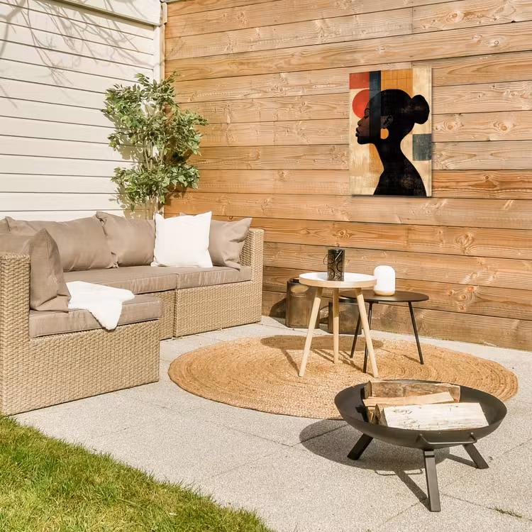 Zijaanzicht - Vrouw - Vormen Tuinposter op houten frame 2 cm dik klein -sfeer2