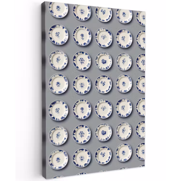 Borden - Bloemen - Blauw - Wit Tuinposter op houten frame 2 cm dik klein 841 -3d