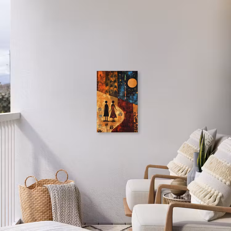 Silhouetten - Abstract - Zon - Maan Tuinposter op houten frame 2 cm dik klein -sfeer1