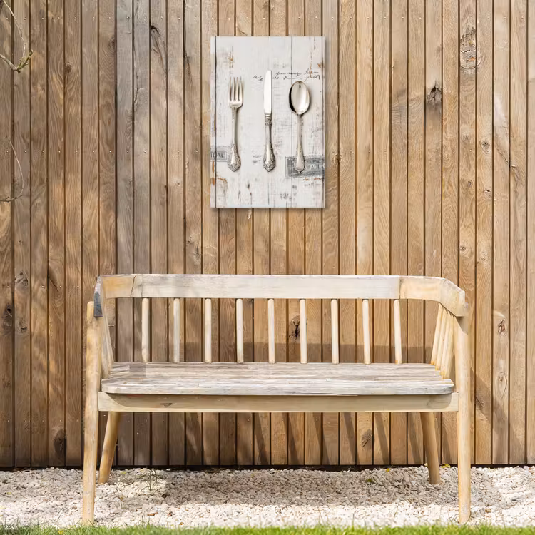Zilver - Bestek - Hout Tuinposter op houten frame 2 cm dik klein -sfeer4