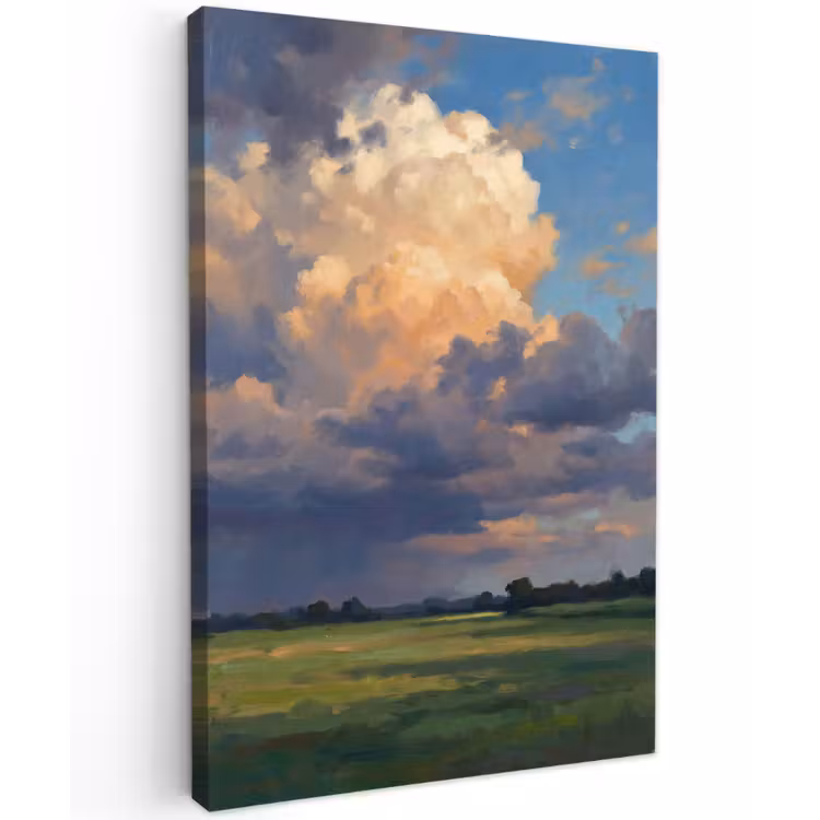 Lucht - Wolken - Landschap - Modern - Oranje Tuinposter op houten frame 2 cm dik klein -3d