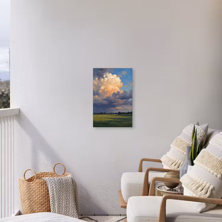 Lucht - Wolken - Landschap - Modern - Oranje Tuinposter op houten frame 2 cm dik klein -sfeer1