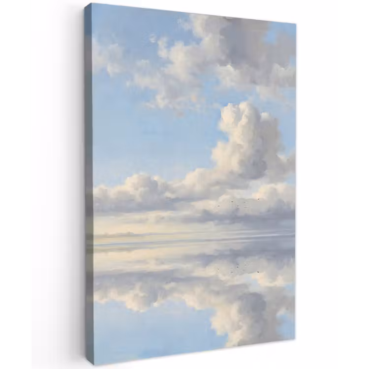Lucht - Wolken - Natuur - Klassiek - Blauw Tuinposter op houten frame 2 cm dik klein -3d