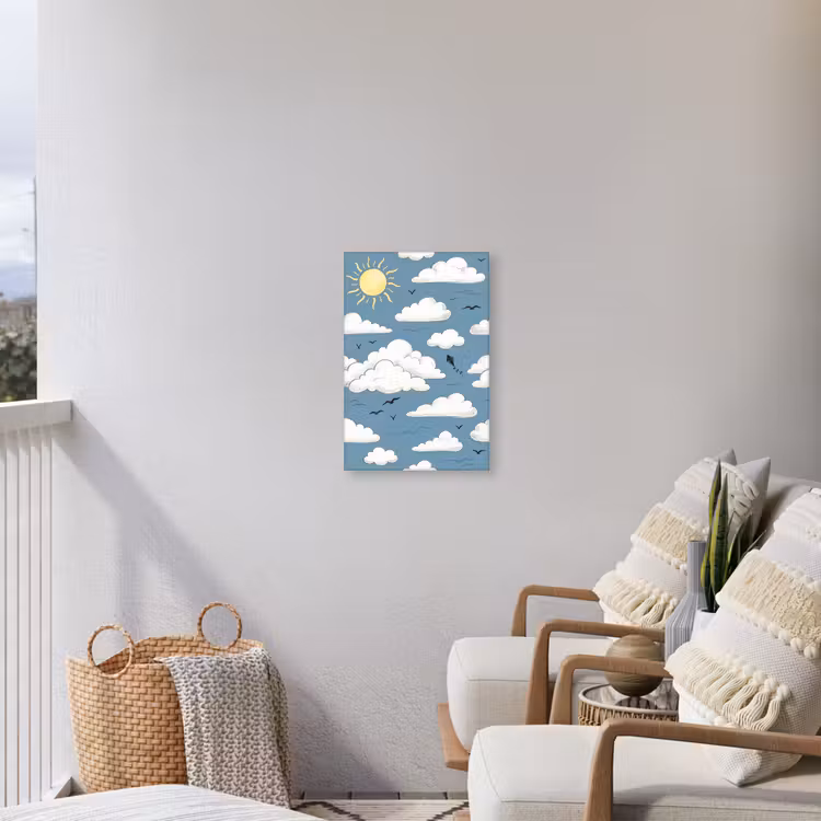 Lucht - Zon - Wolken - Natuur - Blauw Tuinposter op houten frame 2 cm dik klein -sfeer1
