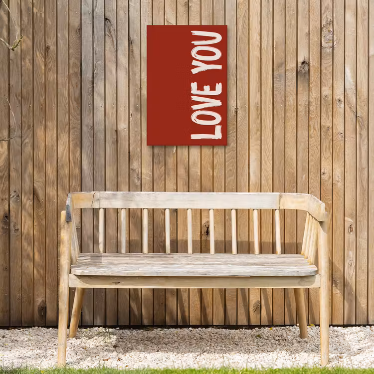 Schuin - Loveyou - Rood Tuinposter op houten frame 2 cm dik klein -sfeer4